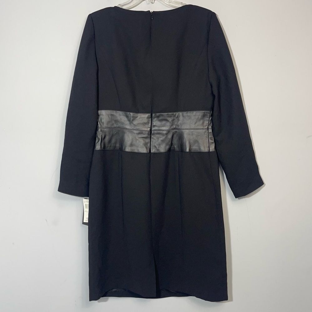 Vintage SHANI Black Leather Corset Waist Pencil Sheath Dress Work Cocktail 12 - Picture 5 of 16